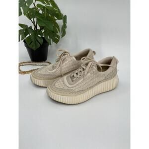 Dolce Vita Dolen Womens Shoes Beige Knit Sneakers Chunky Low Top US 7